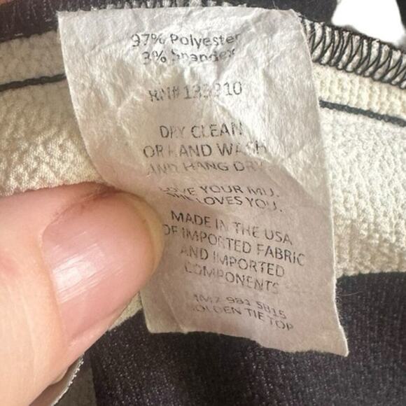 Show Me Your Mumu Front Tie Striped Crop Top In Black & White Size Medium - Picture 6 of 8